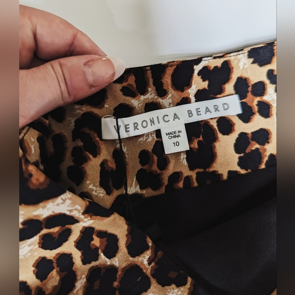 Veronica Beard Ruched Midi Skirt Cheetah Print Size 10 - Picture 3 of 4